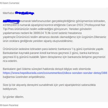 Teslim Edilmeyen Ürün Ve İade Sorunu