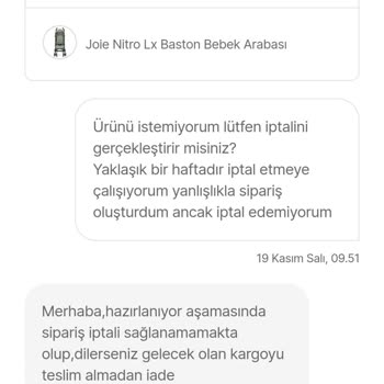 İptal Edilemeyen Sipariş Ve Geciken Kargo Sorunu