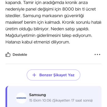 Samsung TV Ekran Sorunu Ve Farklı Ücretlendirme