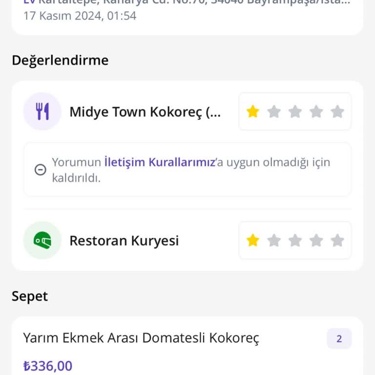 Soğuk Yemek Ve Uzun Teslim Süresi Mağduriyeti