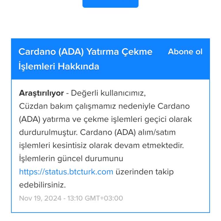 BTCTURK Cüzdan İşleminde Gecikme Ve Müşteri Mağduriyeti