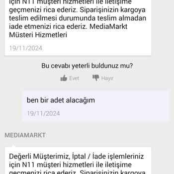 N11'de İptal Sürecinde Mağduriyet Yaşıyorum