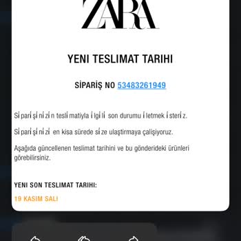 Zara'dan Sipariş Ettiğim Ceket Hala Teslim Edilmedi