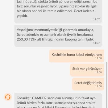 Trendyol Ve Camper Stok Ve Fiyat Sorunu