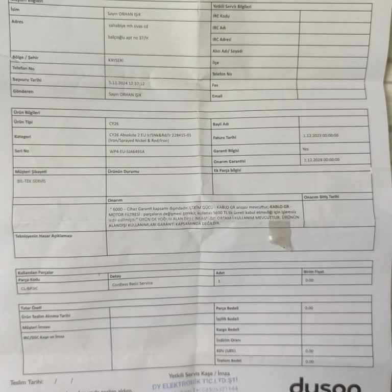 Dyson Süpürge Tamirinde Haksız Ücret Talebi Ve Yanlış İddialar