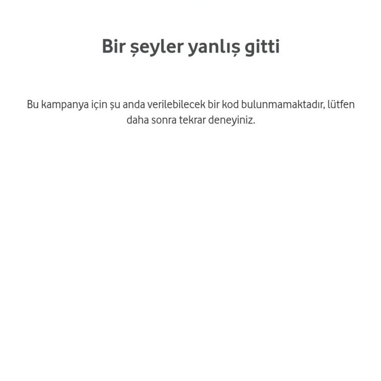 Vodafone Yanımda Premium Kampanyasında Kod Kullanım Sorunu