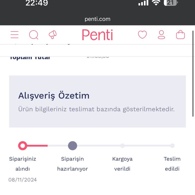 Penti Siparişimin 11 Gündür Kargoya Verilmemesi Ve İletişim Sorunları
