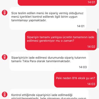 Yanlış Sipariş Ve Eksik İade Sorunu