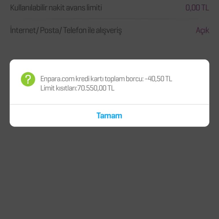 Ödenen Borca Rağmen Kaldırılmayan Limit Kısıtı