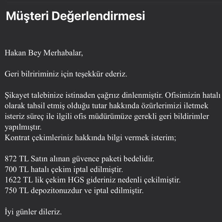 Araç Kiralama Sonrası Kartımdan Habersiz Çekimler