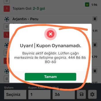 İddia Bayi Uygulaması Sorunu: Kupon Oynayamıyorum