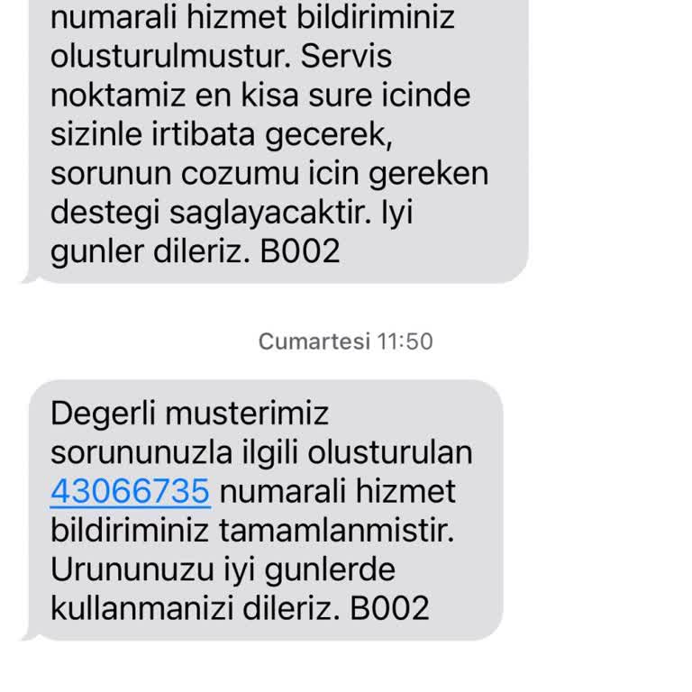 Servis Talebi Sonrası İletişimsizlik Ve Yetersiz Hizmet