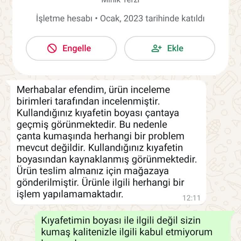 Kısa Sürede Renk Değiştiren Çanta Hayal Kırıklığı