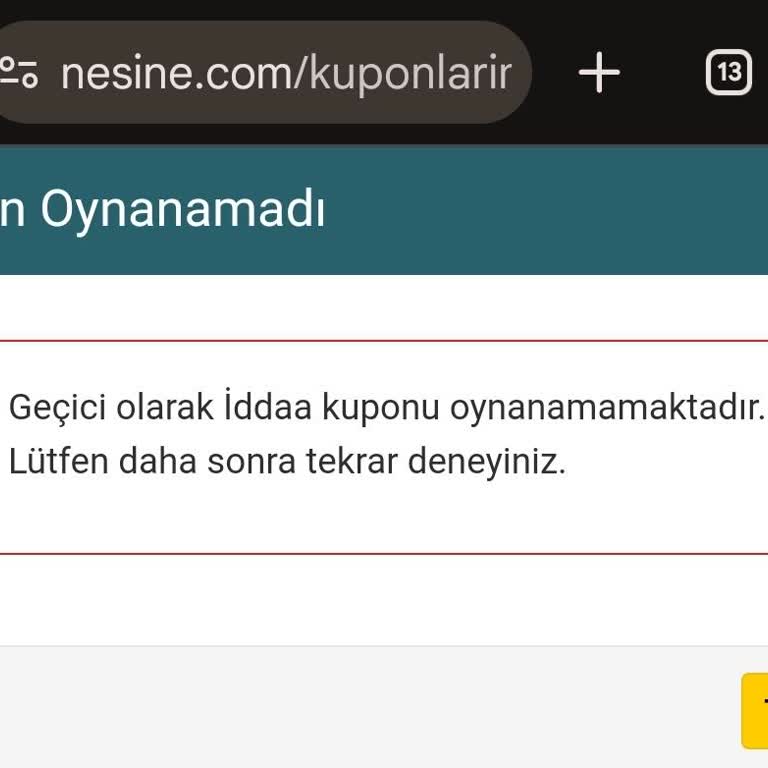 Nesine.com'da Sürekli Sistem Hatası Sorunu