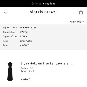 Kargoya Verilmeyen Elbise Siparişi Ve İlgisiz Müşteri Hizmetleri