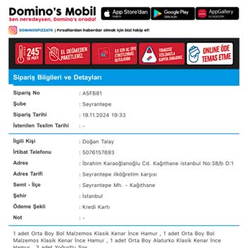 Domino's Seyrantepe Şubesi Sipariş Problemi