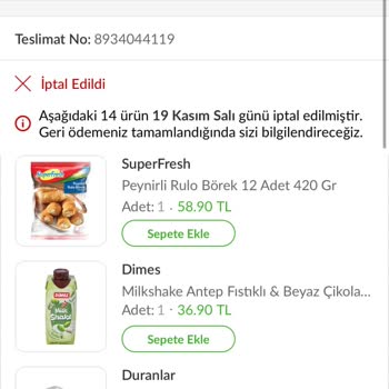 Trendyol GO'da İptal Edilen Siparişler Ve İlgisizlik
