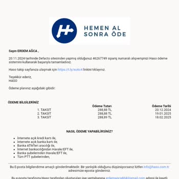 DeFacto Uygulamasında Sipariş Sorunu