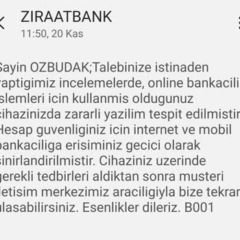 Ziraat Bankası'nın Yanlış Zararlı Yazılım Uyarısı Ve Erişim Engeli