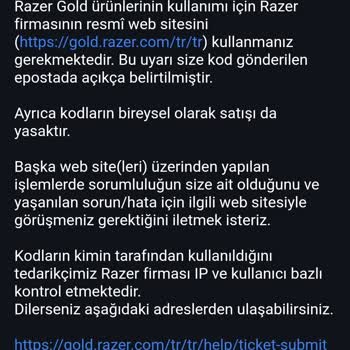 Kullanılmış Razer Gold Kodu Ve Çözüm Sunmayan Satıcı