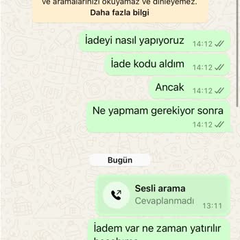 İade İşleminde İletişim Sorunu