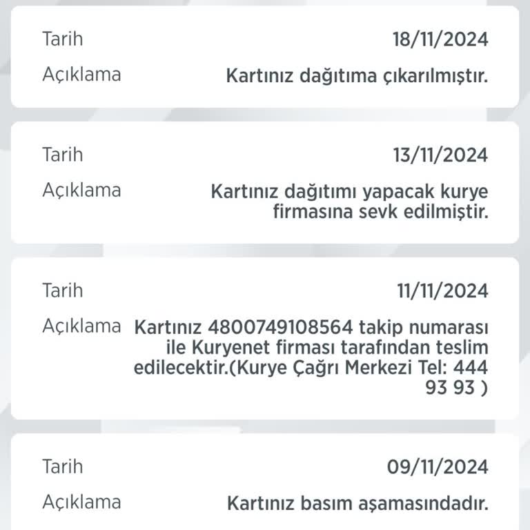 Kart Teslimatında Yaşanan Sorun Ve İletişim Eksikliği