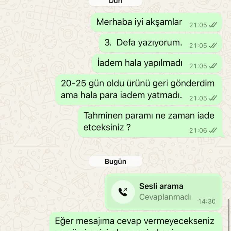 Para İadesi Ve İletişim Sorunları