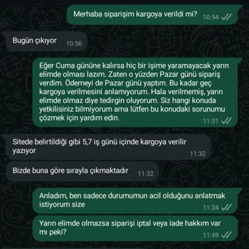 Ücret İadesi Yapılmayan Sipariş Ve İletişim Sorunları
