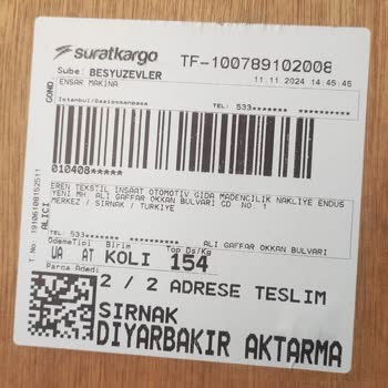 Sürat Kargo İle Yaşanan Teslimat Sorunu