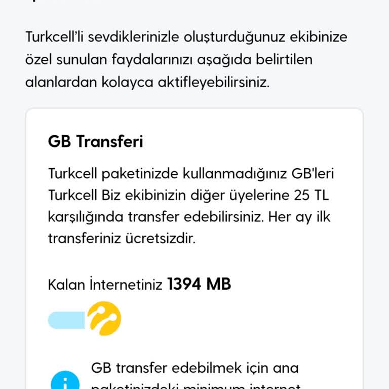 Turkcell'den GB Transferinde Ücret Şoku
