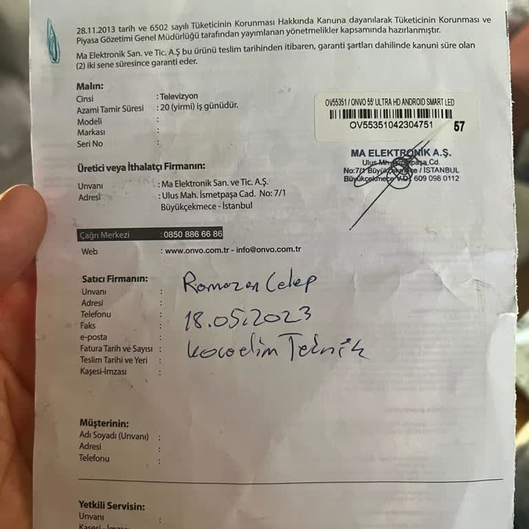Onvo Televizyon Teknik Servis Gecikmesi Ve Güven Sorunu