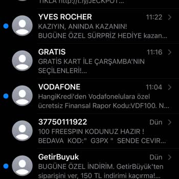 Vodafone Üzerinden Gelen İstenmeyen Mesajlar