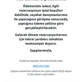 Vodafone Bilet İptali Sonrası İade Edilmeyen Ücret Sorunu