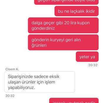 Eksik Sipariş Ve Yetersiz Geri Ödeme