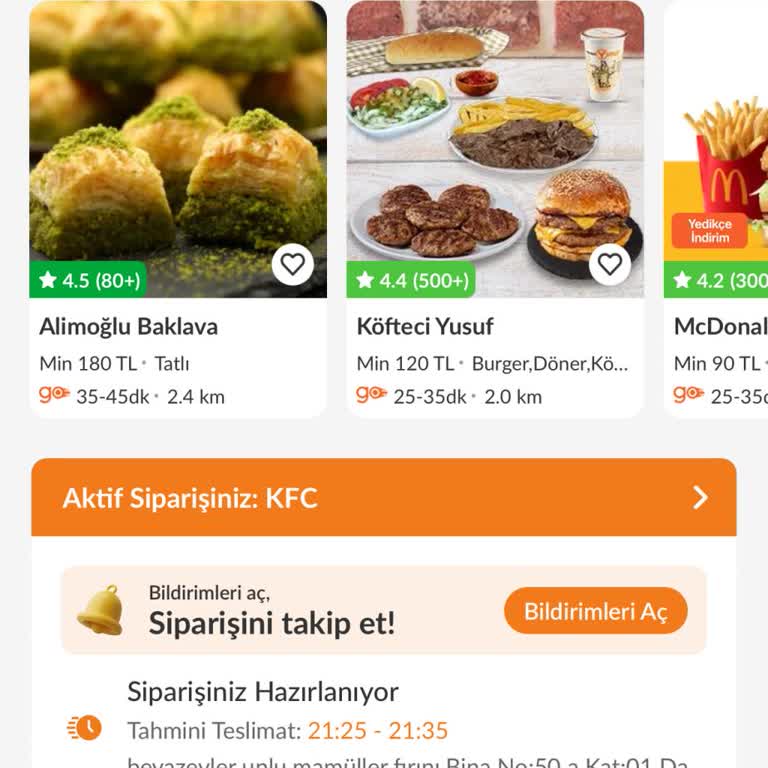 Trendyol Yemek'te Sipariş Sorunu