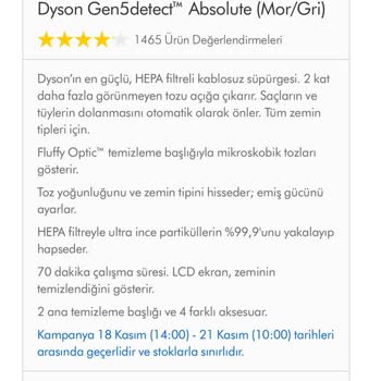 Dyson Ürününde Eksik Hediye Ve Yanıltıcı Bilgilendirme