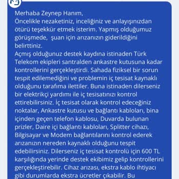 TurkNet Hizmetinde Sürekli Sorun Ve Ekstra Ücret Talebi