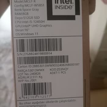 Yanlış Gönderilen Sipariş: Huawei Matebook D16 16GB Yerine 8GB Geldi