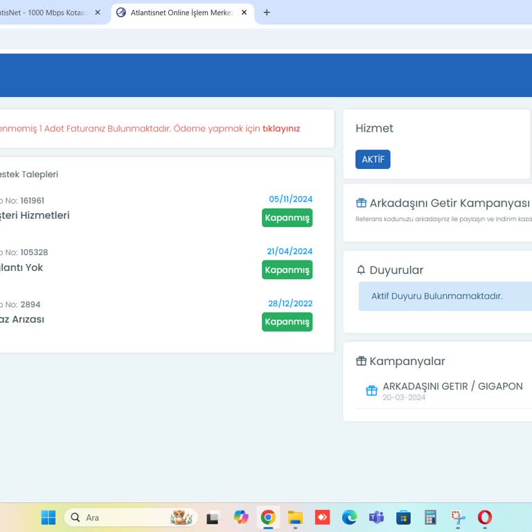 Atlantis Net: İnternet Erişimi Ve Müşteri Hizmetlerinde Büyük Sorunlar