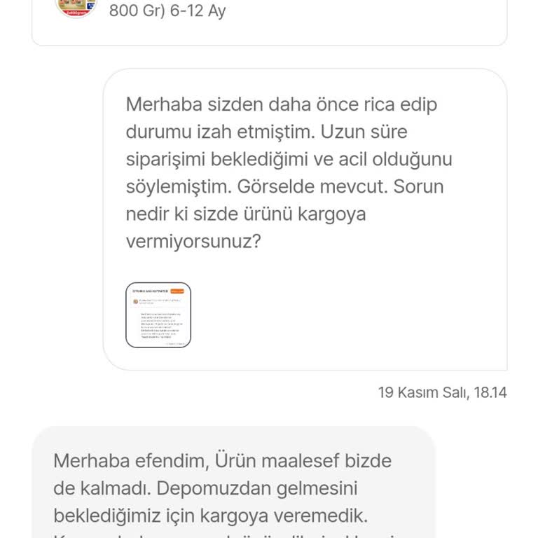 Bebek Maması Siparişim 16 Gündür Teslim Edilmedi