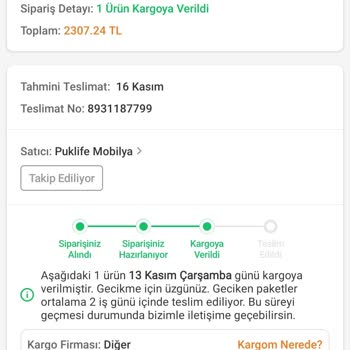Trendyol'dan Sipariş Edilen Sehpalar Kargoya Verilmedi!
