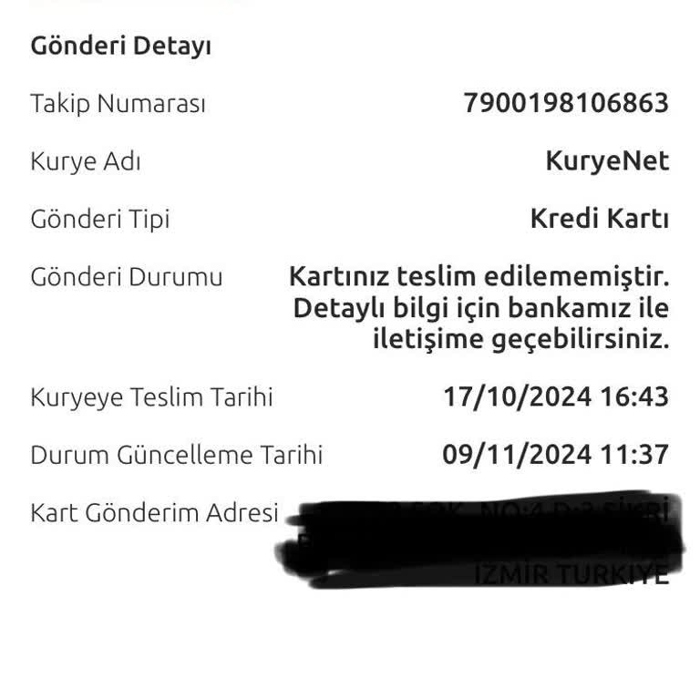Teslim Edilemeyen Kart Ve Kuryenet Sorunu