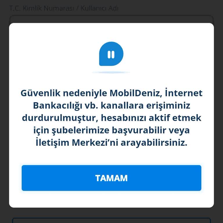 Denizbank Mobil Uygulama Erişim Sorunu