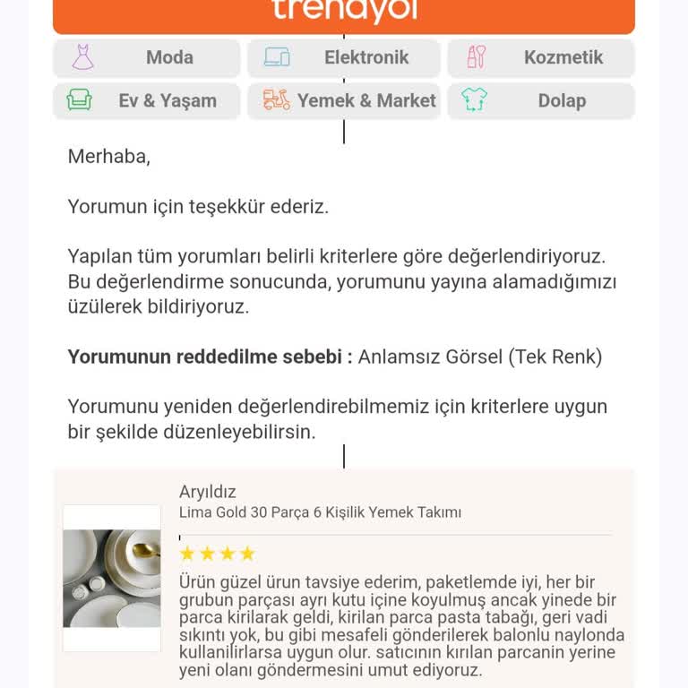 Kırık Ürün Ve Yayımlanmayan Yorumlar