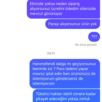 Gönderilmeyen Ürün Ve İletişimsizlik