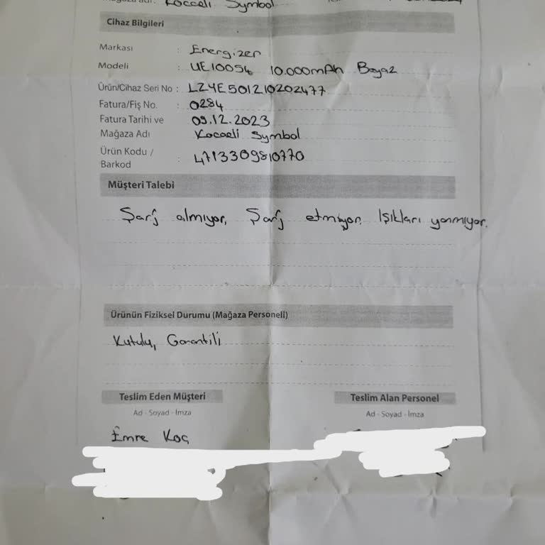 D&R'dan Alınan Powerbank İçin Geri Dönüş Bekleniyor