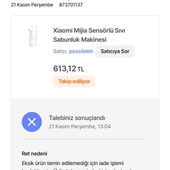 Eksik Ürün Parçası Ve İade Sorunu