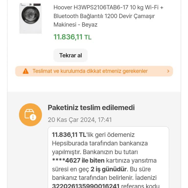 Hepsiburada'dan Sipariş Ettiğim Ürün Teslim Edilmiyor