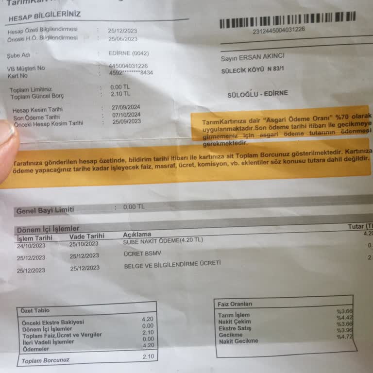 VakıfBank'tan Kapatılan Kart İçin Haksız Ekstre Ve Ücret Talebi