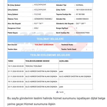 Aras Kargo Zustellung scheitert und Kundenservice ignoriert Anfragen